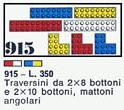LEGO 915 6 bricks with 16 and 20 studs and 3 Angle Bricks