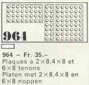 LEGO 964 10 building plates 2 x 8, 4 x 8, 6 x 8