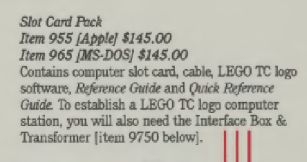 LEGO 965 TC logo Slot Card Pack (MS-DOS)