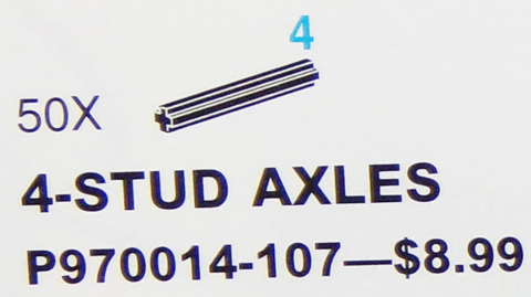 LEGO 970014 Black 4 Stud Axle (Pack of 50)
