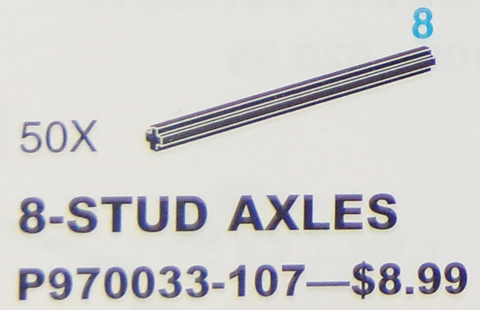 LEGO 970033 Black 8-Stud Axles (Pack of 50)