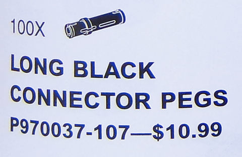 LEGO 970037 Long Black Connector Peg (Pack of 100)