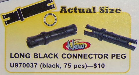 LEGO 970037-2 Long Black Connector Peg (Pack of 75)