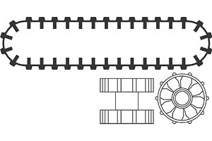LEGO 970040 Caterpillar Hub and Tread (Set of 2 treads, 4 Hubs)