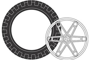 LEGO 970047 Large Tire and Hub (2 tires, 2 hubs)