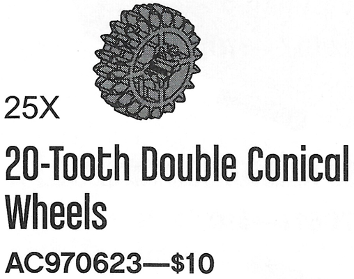 LEGO 970623 20 Tooth Double Bevel Gears (Pack of 25) - (20-Tooth Double Conical Wheels)
