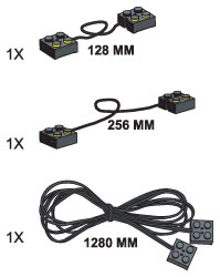LEGO 970654 9-Volt Connecting Leads (One each of 128mm, 256 mm, 1280 mm)
