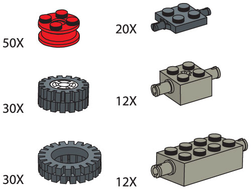LEGO 970684 Wheels (Tires, hubs, axle plates and bricks)