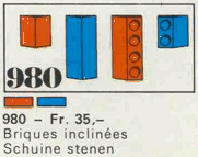 LEGO 980 23 sloping bricks, including roof peak bricks, Red