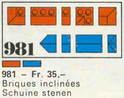 LEGO 981-2 34 sloping profile bricks, including profile peak bricks, Blue