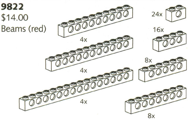 LEGO 9822 Red Beams with Holes