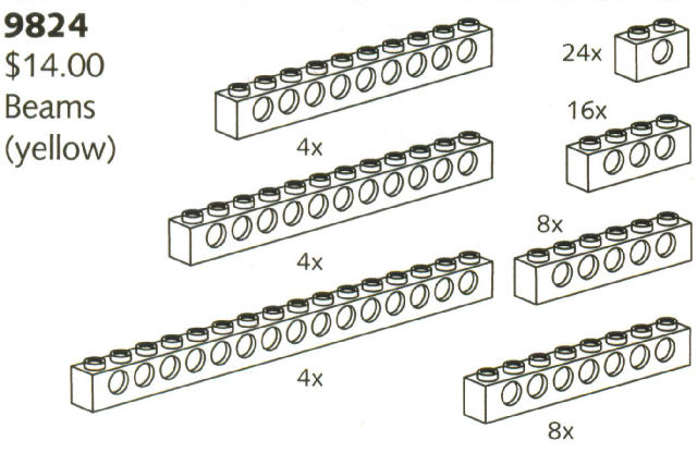 LEGO 9824 Yellow Beams with Holes