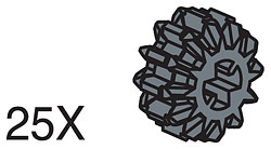 LEGO 991327 12-Tooth Black Double Conical Wheels (Pack of 25)