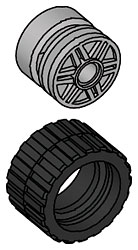 LEGO 991331 Small Wide Tire & Hub (Pack of 8 each)