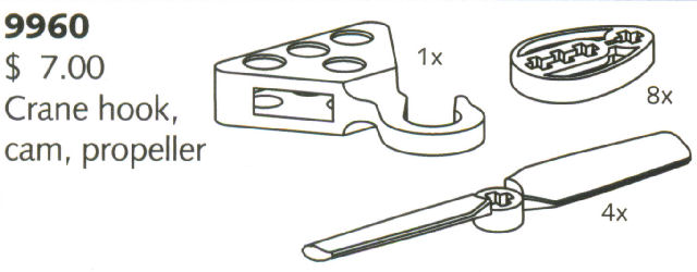 LEGO 9960 Crane Hook, Cams and Propellers
