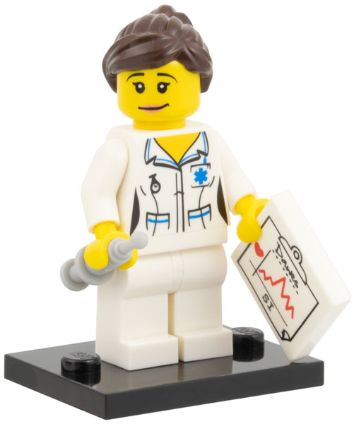 LEGO col01-11 Nurse, Series 1 (Complete Set with Stand and Accessories)