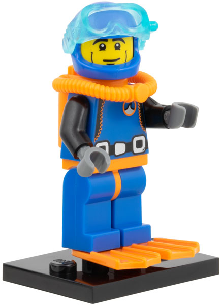LEGO col01-15 Deep Sea Diver, Series 1 (Complete Set with Stand and Accessories)