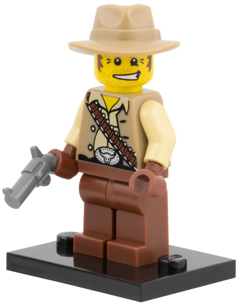 LEGO col01-16 Cowboy, Series 1 (Complete Set with Stand and Accessories)