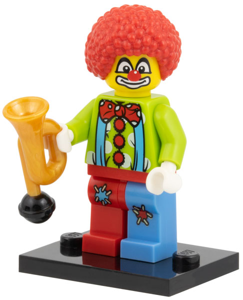 LEGO col01-4 Circus Clown, Series 1 (Complete Set with Stand and Accessories)