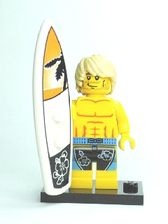 LEGO col02-15 Surfer, Series 2 (Complete Set with Stand and Accessories)