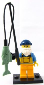 LEGO col03 Fisherman, Series 3 (Complete Set with Stand and Accessories)