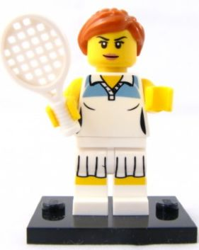 LEGO col03-10 Tennis Player, Series 3 (Complete Set with Stand and Accessories)