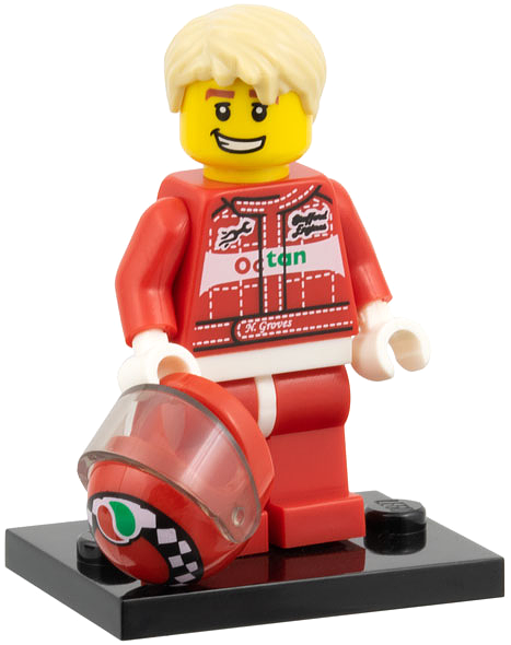 LEGO col03-11 Race Car Driver, Series 3 (Complete Set with Stand and Accessories)