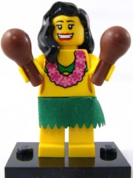 LEGO col03-14 Hula Dancer, Series 3 (Complete Set with Stand and Accessories)