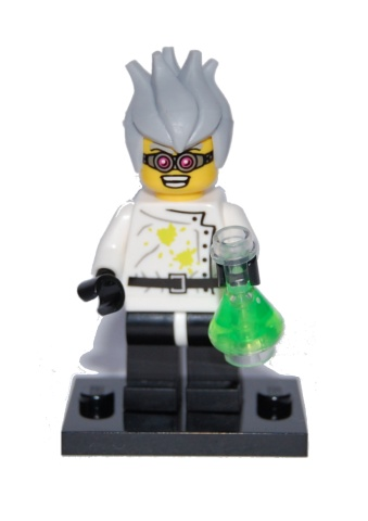 LEGO col04-16 Crazy Scientist, Series 4 (Complete Set with Stand and Accessories)
