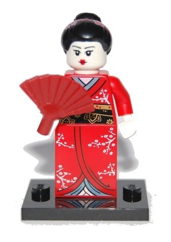 LEGO col04-2 Kimono Girl, Series 4 (Complete Set with Stand and Accessories)