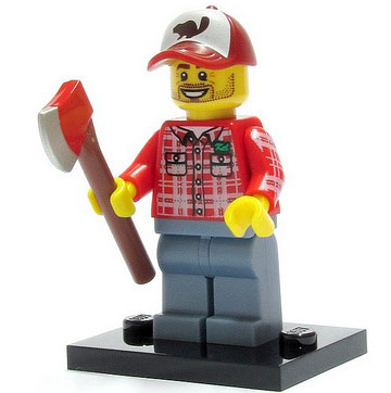 LEGO col05-8 Lumberjack, Series 5 (Complete Set with Stand and Accessories)
