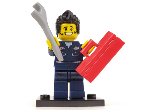 LEGO col06-15 Mechanic, Series 6 (Complete Set with Stand and Accessories)