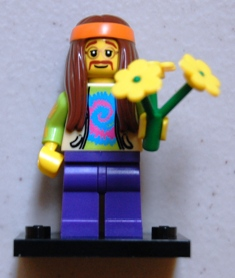 LEGO col07-11 Hippie, Series 7 (Complete Set with Stand and Accessories)