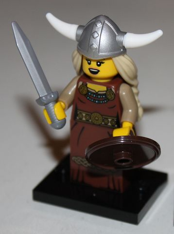 LEGO col07-13 Viking Woman, Series 7 (Complete Set with Stand and Accessories)