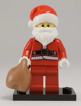 LEGO col08-10 Santa, Series 8 (Complete Set with Stand and Accessories)
