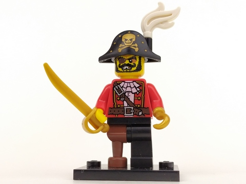 LEGO col08-15 Pirate Captain, Series 8 (Complete Set with Stand and Accessories)