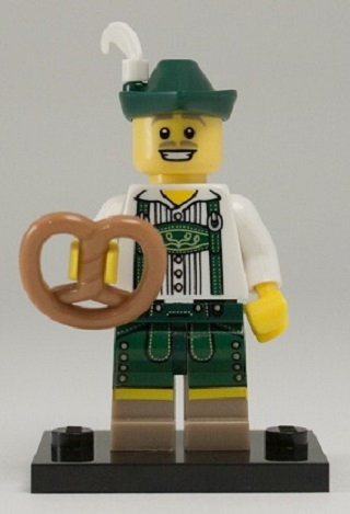 LEGO col08-3 Lederhosen Guy, Series 8 (Complete Set with Stand and Accessories)