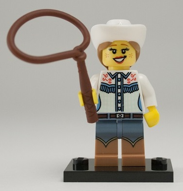 LEGO col08-4 Cowgirl, Series 8 (Complete Set with Stand and Accessories)