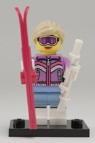 LEGO col08-7 Downhill Skier, Series 8 (Complete Set with Stand and Accessories)