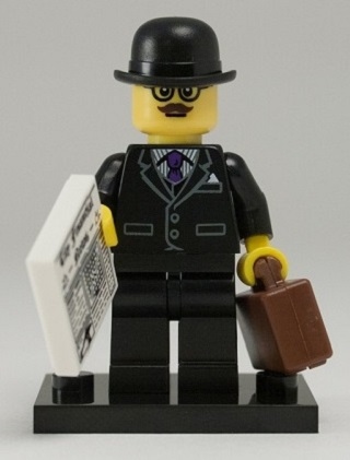 LEGO col08-8 Businessman, Series 8 (Complete Set with Stand and Accessories)