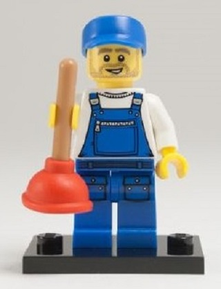 LEGO col09-16 Plumber, Series 9 (Complete Set with Stand and Accessories)