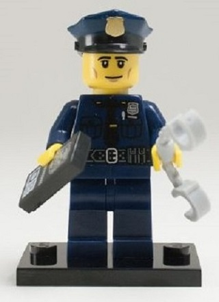 LEGO col09-6 Policeman, Series 9 (Complete Set with Stand and Accessories)