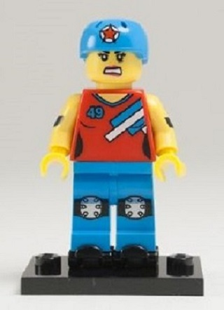 LEGO col09-8 Roller Derby Girl, Series 9 (Complete Set with Stand and Accessories)