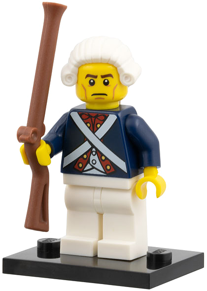 LEGO col10-12 Revolutionary Soldier, Series 10 (Complete Set with Stand and Accessories)