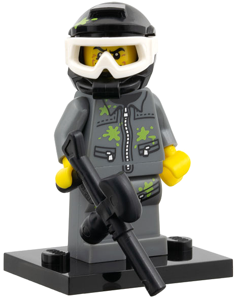LEGO col10-9 Paintball Player, Series 10 (Complete Set with Stand and Accessories)