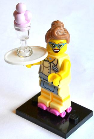 LEGO col11-13 Diner Waitress, Series 11 (Complete Set with Stand and Accessories)