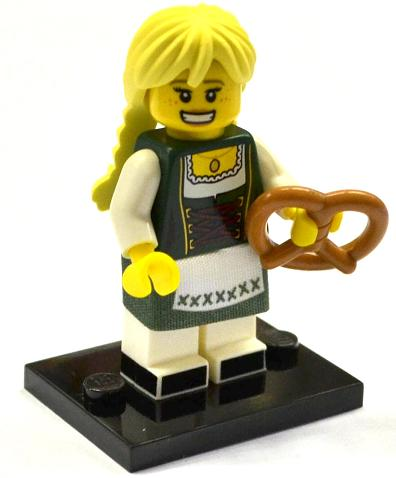 LEGO col11-3 Pretzel Girl, Series 11 (Complete Set with Stand and Accessories)