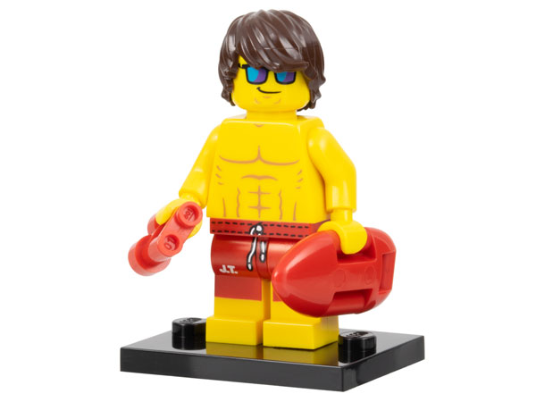 LEGO col12-7 Lifeguard, Series 12 (Complete Set with Stand and Accessories)