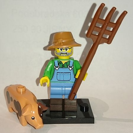 LEGO col15 Farmer, Series 15 (Complete Set with Stand and Accessories)