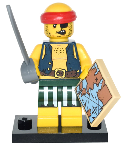LEGO col16-9 Scallywag Pirate, Series 16 (Complete Set with Stand and Accessories)